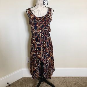 Asymmetrical High Low Hem Tribal Dress